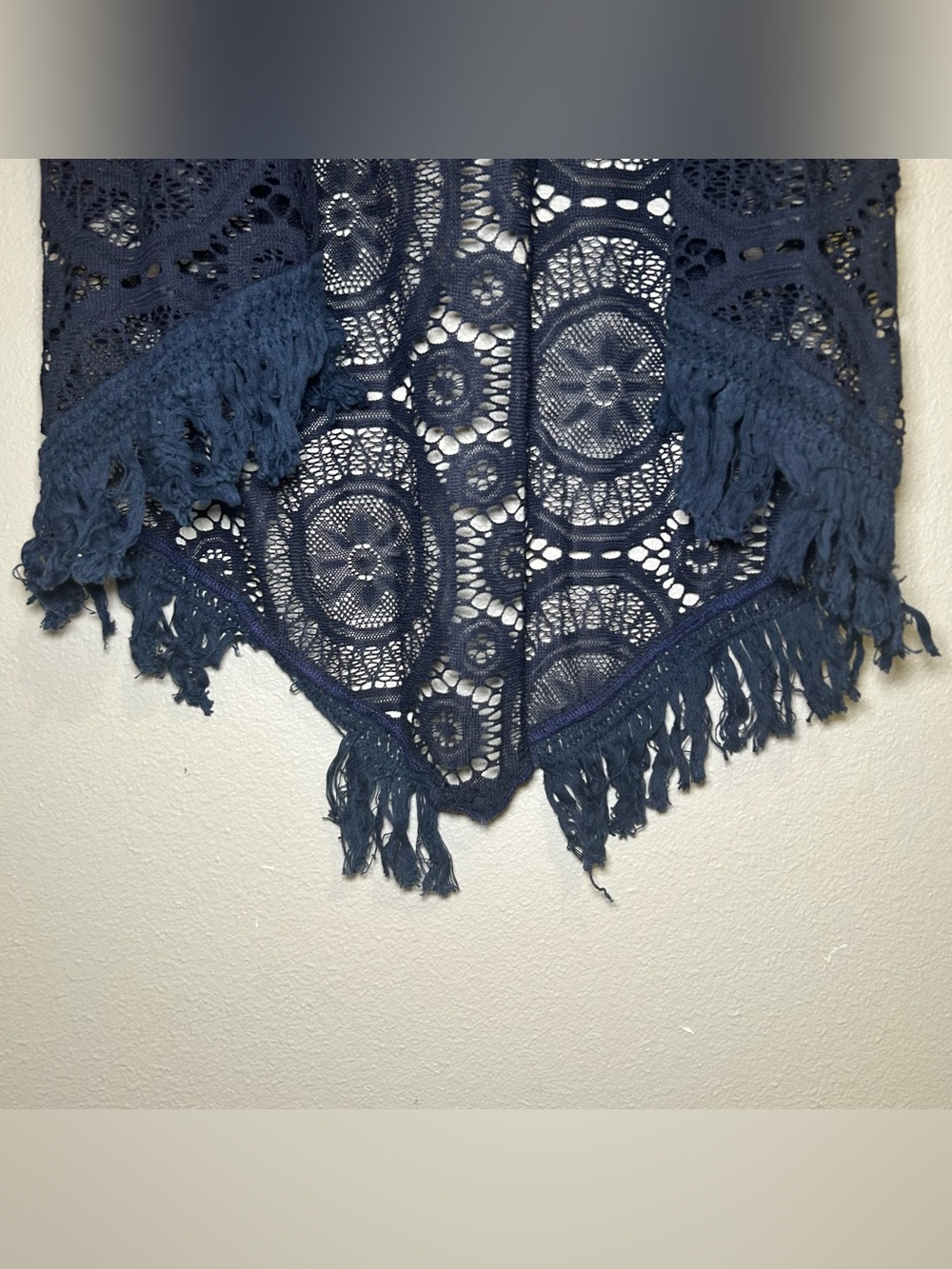 New Altar’d State Blue Crochet Knit Boho Kimono Cardigan Women’s Size Large - Picture 4 of 9